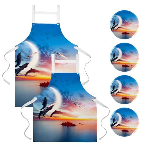 Lot de 2 tabliers de cuisine pour la pâtisserie, le nettoyage et le bistrot