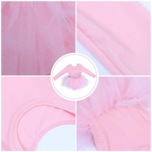 ABOOFAN Kids Girls Mangas Compridas Tutu Dress Ballet Collet para Dançar Ginástica Performance (S Ro