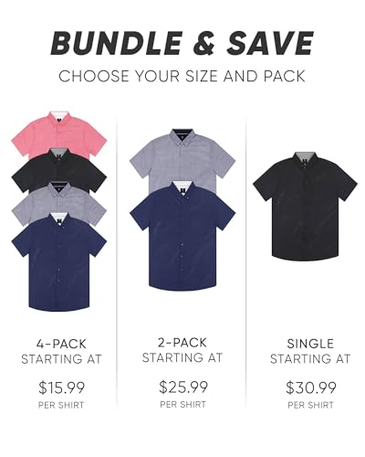 Image of Visive Mens Shirts Multi Packs Short Sleeve Button Down Dress Shirts Solid Color Big and Tall