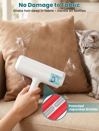 Image of DELOMO Pet Hair Remover Roller, Reusable Lint Roller for Dog and Cat Hair | Portable Pet Hair Roller with Large Fur Bin, Fast Cleaning for Couches, Bedding, Rugs, Car Seats and Furniture, No Batteries