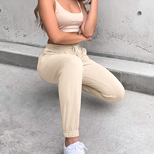 Hatop Womens Sweatpants Comfy High Waisted Workout Athletic Lounge Joggers Pants With Pockets Beige #TOP2