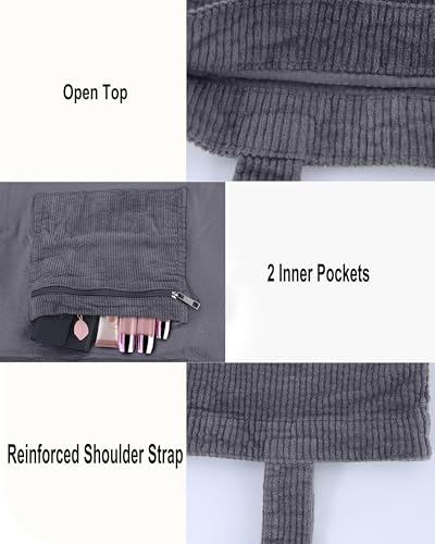 Image of 2026 Corduroy Tote Bag with Zipper Large Casual Handbags Shoulder Purse for Women