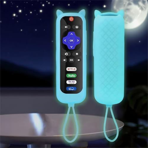 Capa de silicone para controle remoto, capa para controle remoto de Smart TV, controle protetor de silicone, capa universal que brilha no escuro (azul)