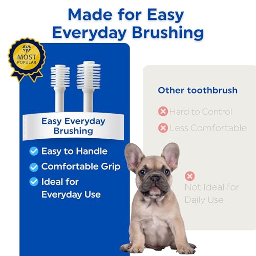 Image of MIND UP og Toothbrush with Slim Cylinder Head, Pet Toothbrush for Small & Toy Breed Dogs, Gentle Brushing for Everyday Dog Dental Care, Made in Japan, 2 Count