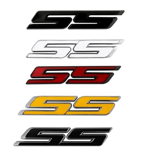 UpAuto 2 pcs SS Emblem Super Sport Badge 3D Metal SS Sticker Parts Camaro SS for Camaro Gm Series (Black-red)
