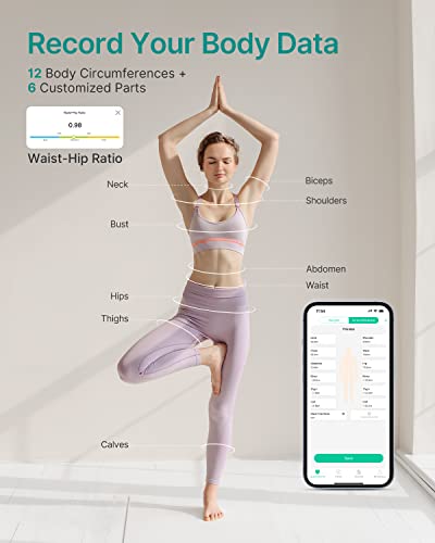 Image of FITINDEX Smart Scale and Tape Measure, Digital Bathroom Scale & Body Tape Measure Sync with APP, Bluetooth Weighing Machine, Body Composition Analyzer, for Health Care