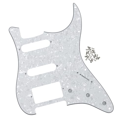 Pickguard guitare 11 trous style ST blanc nacré plaque de protection HSS