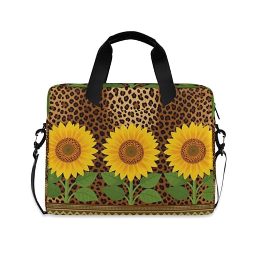 Bolsa de computadora de 15.6 pulgadas maletín portátil amarillo estampado leopardo