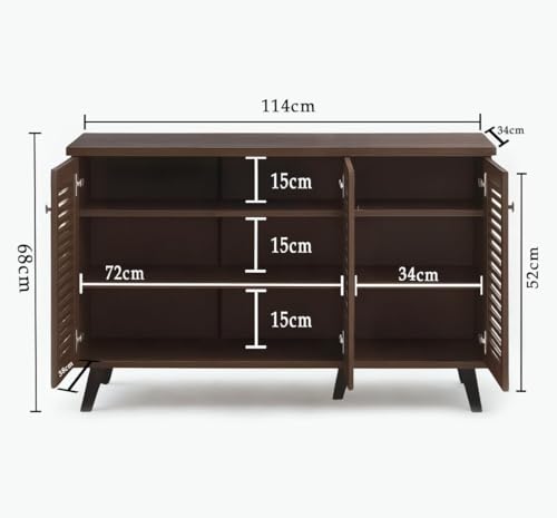 Image of Mevigo Shoe Rack Wooden with Door - 3 Door 6- Tier Engineered Wood Shoe Rack Organizer for Entryway, Hallway & Bedroom, Space Saving Shoe Storage Cabinet -Brown-VA2