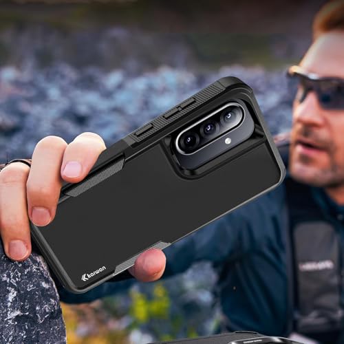 Image of KARWAN Shockproof Back Case Cover Compatible with Samsung Galaxy A36 / A56, Heavy Duty Case with 360 Degree Camera Protection, Dual Layer Rugged Bumper Protection Cover with Matte Finish (Black)