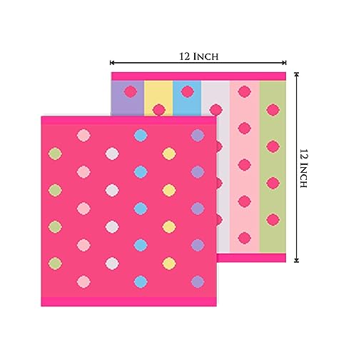 Image of ORIGINAL KIDS Wash Cloth - Bath Time Sugar and Spice Set of 12 Washcloths - 100% Cotton Jacquard Super Soft Colorful Absorbent Quick Dry Easy Care Face Towel Face Cloth Gift - 12x12 - Pink Multicolor