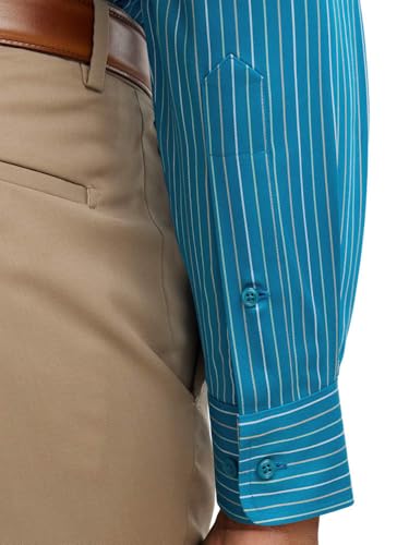 Paul Fredrick Men's Slim Fit Comfort Stretch Non-Iron Stripe Dress Shirt4