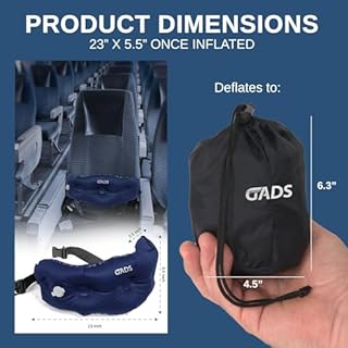 Gads Cuscino lombare gonfiabile da viaggio, aereo, auto, ufficio, supporto per la schiena compatto, portatile, cinghia regolabile, piccolo cuscino lombare da viaggio, facile da riporre