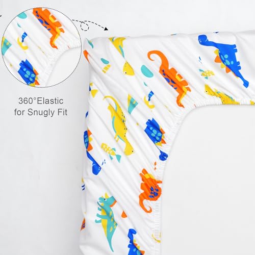 Image of david's kids 3 Pack Mini Crib Sheets, Soft Breathable Premium Pack N Play Sheets for Baby Boys Girls Neutral, Playard and Mini Crib Mattresses, Dinosaur
