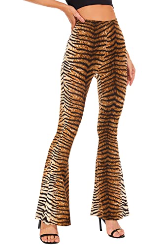 Womens Leopard & Snake Flare Animal Print Flared Bell Bottom Pants Wide Leg Pants2