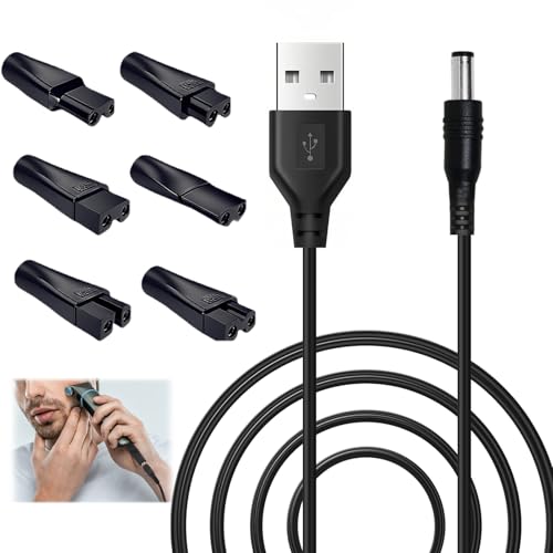7Pcs Shaver Charger Electric Shaver Chargers Power Supplies Razor Charger 5V Cord Adapter Portable Replacement for All Kinds of Electric Hair Clippers/Beard Trimmer/Beauty Devices for Travel Home