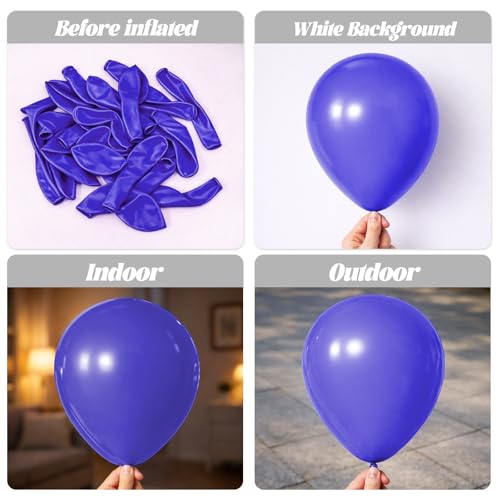 Image of Voircoloria 130pcs Royal Blue Balloons Different Sizes 18 inch 12 inch 10 inch 5 inch Party Latex Balloons for Birthday Graduation Baby Shower Anniversary Nautical Party Decorations