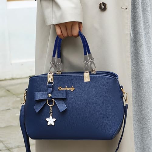 Mture 2 Stück 40cm Leder Taschengriffe mit Karabinerhaken, Ersatzgriff für Handtaschen, Schulterriemen für Taschen, Lederhenkel für Taschenherstellung, Blau