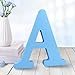 AOCEAN 6 Inch Blue Wood Letters Unfinished Wood Letters for Wall Decor Decorative Standing Letters Slices Sign Board Decoration for Craft Home Party Projects (A)