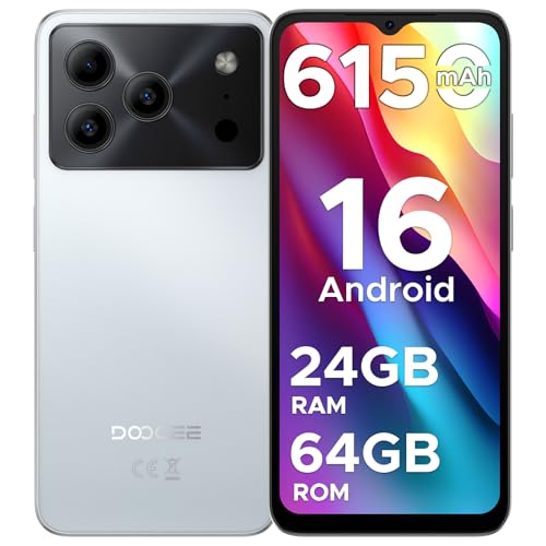 DOOGEE Note 56 Mobile Phones, Newest Android 16 Smartphone, 6150mAh, 8.45mm Ultra-Slim, 6.56" HD+ 90Hz, 24GB + 64GB/2TB Android Phones, 4G Dual SIM Unlocked Mobile Phone, Face ID, GPS, OTG,