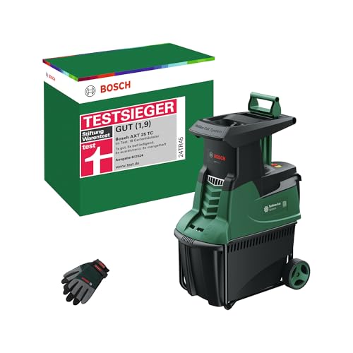 Bosch Turbinenhäcksler AXT 25 TC (2.500 W; geeignet für Holz und harte Gartenabfälle; inklusive Gartenhandschuhe; integrierte Fangbox 53 l; in Karton) – Amazon Edition