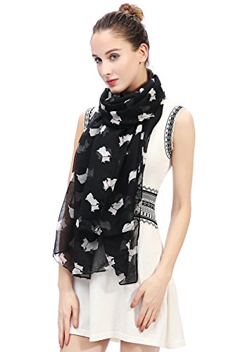 Scottish Terrier Scottie Dog Print Women's Scarf Shawl Wrap Lightweight2