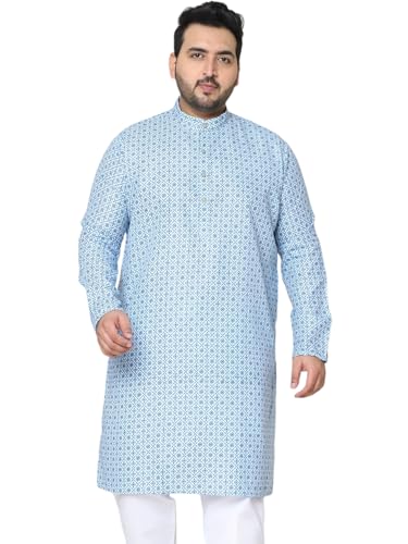 Sojanya Plus (Since 1958) Men's Cotton Linen Blue Foil Printed Only Long Kurta