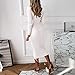 Strickkleid Damen Herbst Langarm Elegant Pulloverkleid Geripptes Lang Winterkleid Sexy Langarm Wollkleid Eng V-Ausschnitt Pullikleid Casual Herbstkleid Tailliert Pullover Kleid