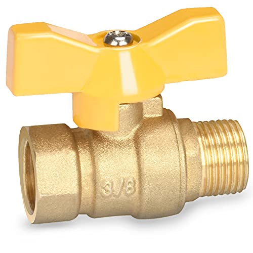 Oumuik Robinet à boisseau sphérique en laiton 3/8 pouces avec poignée aile rouge - filetage externe / filetage interne passage complet PN16