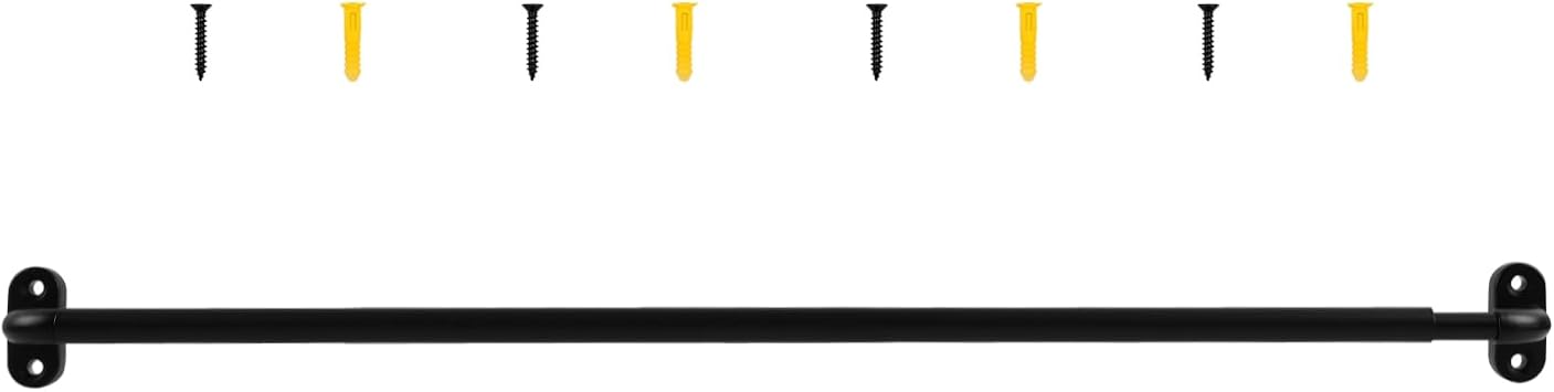 TYRON 1 Pack Screwed Sash Curtain Rod Adjustable 18-30 Inch, 3/8 In. Diameter, French Door Curtain Rods, Cafe Window Rod (Bla