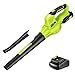 SnapFresh Souffleur de feuilles sans fil, 20 V avec batterie et chargeur, souffleur électrique léger pour l'entretien de la pelouse, souffleur de feuilles alimenté par batterie pour patio, porche