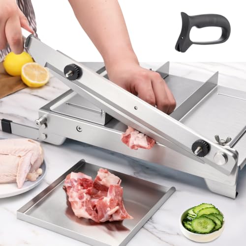 Moongiantgo Cortador Manual de Carne Congelada, 27cm Doble Cuchillas, Inox