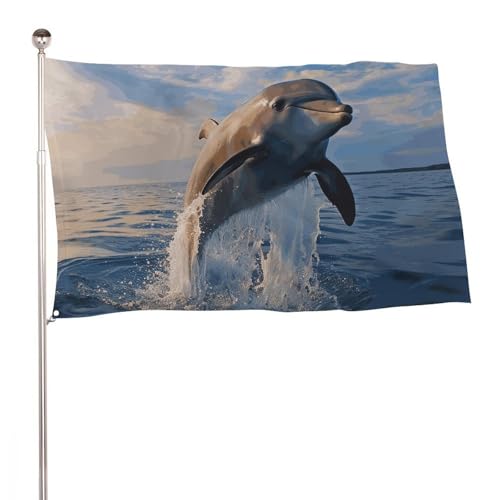 Drapeaux de jardin dauphin mignon avec oeillets métalliques pour pavillon extérieur