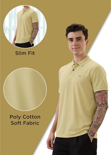 Image of Nostrum Cotton Half Sleeve T-Shirt for Men Boys, Regular Fit, Cherry, Stylish Mens T-Shirts, Polo T Shirt for Man, Collar T Shirts for Men