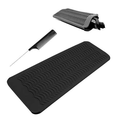 Funda de silicona resistente al calor,Almohadilla Resistente Al Calor,Alfombrilla Resistente al Calor Para Rizadores,Estera de Silicona Resistente al Calor(Negro)