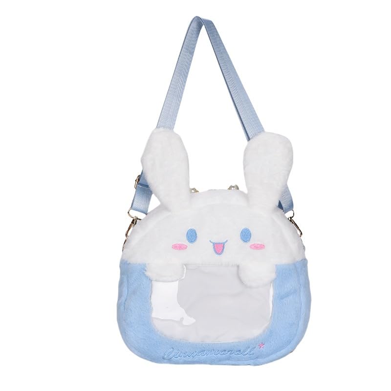 HOKMAH Cute Ita Bag Pin Bag Y2k Bag Kawaii Backpack Fluffy Crossbody Bag Aesthetic Anime Handbag Fuzzy Shoulder Bag Purse (blue)
