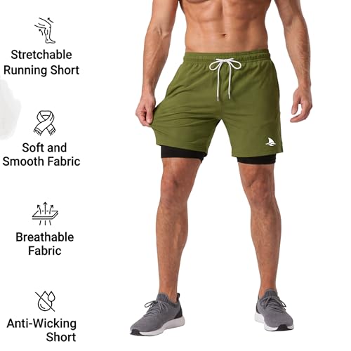 Image of BOLDSHARK Men's 2 in 1 Active Dual Shorts with Inner Tights Layer | Double Layer Short for Running, Gym & Sports