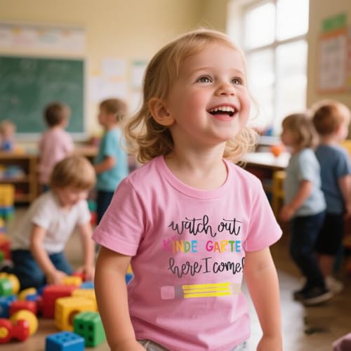 Kindergarten T-Shirt for Toddler Girls Back to School T Shirt Kids Watch Out Kindergarten Here I Come Shirts 3-7 Years3