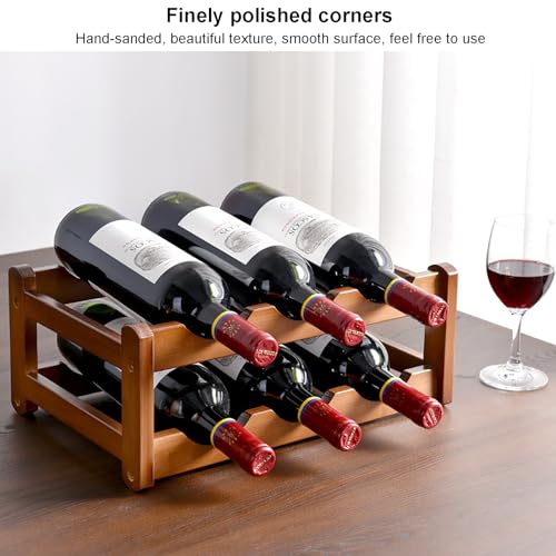Soporte para botellas de vino de bambú 16 botellas 4 niveles miniatura 6