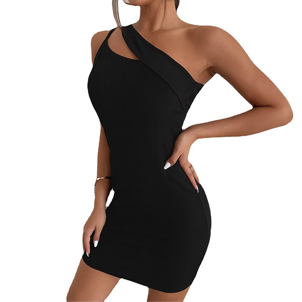 BKEPDY Vestido para Mujer Vestidos sin Mangas con Cut-out y Hombro Descubierto Vestido Corto Vestido de Playa Vestido Midi Sexy para Fiesta Cóctel Vintage Verano Minivestido