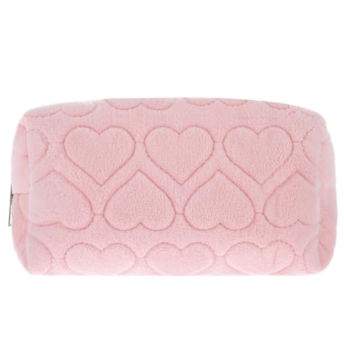 Sibba Makeup Bag Puffy Make Up Toiletry Cases for Women Zipper Cosmetic Pouch Travel Handbag Cute Organizer Traveling Skincare Purse Shower Bathroom Washing Beauty Organization Storage(Pink) - Image 2