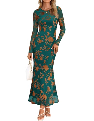MEROKEETY Women's 2026 Spring Wedding Guest Maxi Dress Long Sleeve