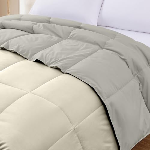 Image of Modern Threads Down Alternative Reversible Comforter Ivory /Taupe Twin