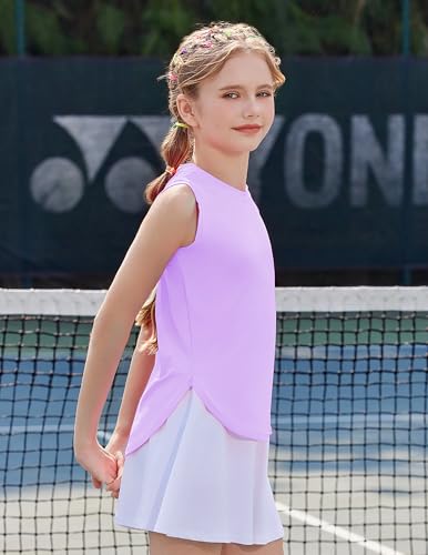 Image of Zaclotre Girls Athletic Tank Tops High-Low Hem Loose Fit Summer Top Kids Sleeveless Sport Shirts 5-14 Years
