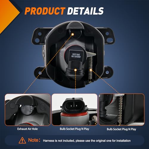 Image of Nilight Fog Lights Assembly Compatible with 2007 2008 2009 Jeep Wrangler | 2005-2008 Dodge Magnum 2009 Journey 2006-2010 Chrysler PT Cruiser 2005-2010 300 Touring Models Smoke Lens