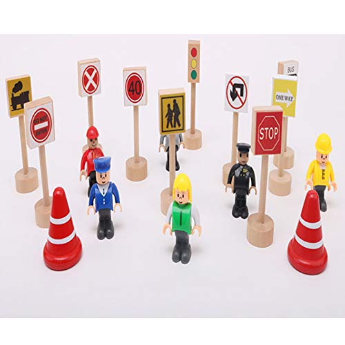 Heaven2017 10 Pieces Wooden Street Road Traffic Signs Playset Kids Toy #TOP4