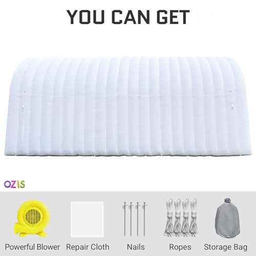 Image of OZIS 24FT Inflatable Tunnel Sports Entrance with Installed Blower Inflatable Tunnel Tent for Business Advertising Event Exhibition Promotion,Street,Shop,Supermarket,School(White, 24x10x10Ft)