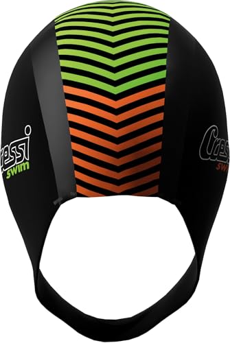 Cressi Swim Hood 2mm - Unisex Adult Schutzkappe zum Schwimmen/Schnorcheln/Tauchen, Schwarz/Orange/Lime