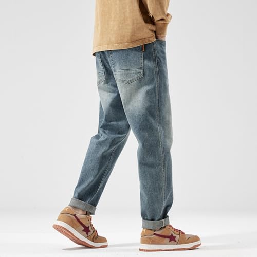 Jeans Pants Trouser Denim Spring and Autumn Blue Micro Cone Men's Japanese Loose Small Leg Trendy Washed Men3