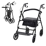 HOMCOM Déambulateur 4 roues - déambulateur pliable léger - assise +...